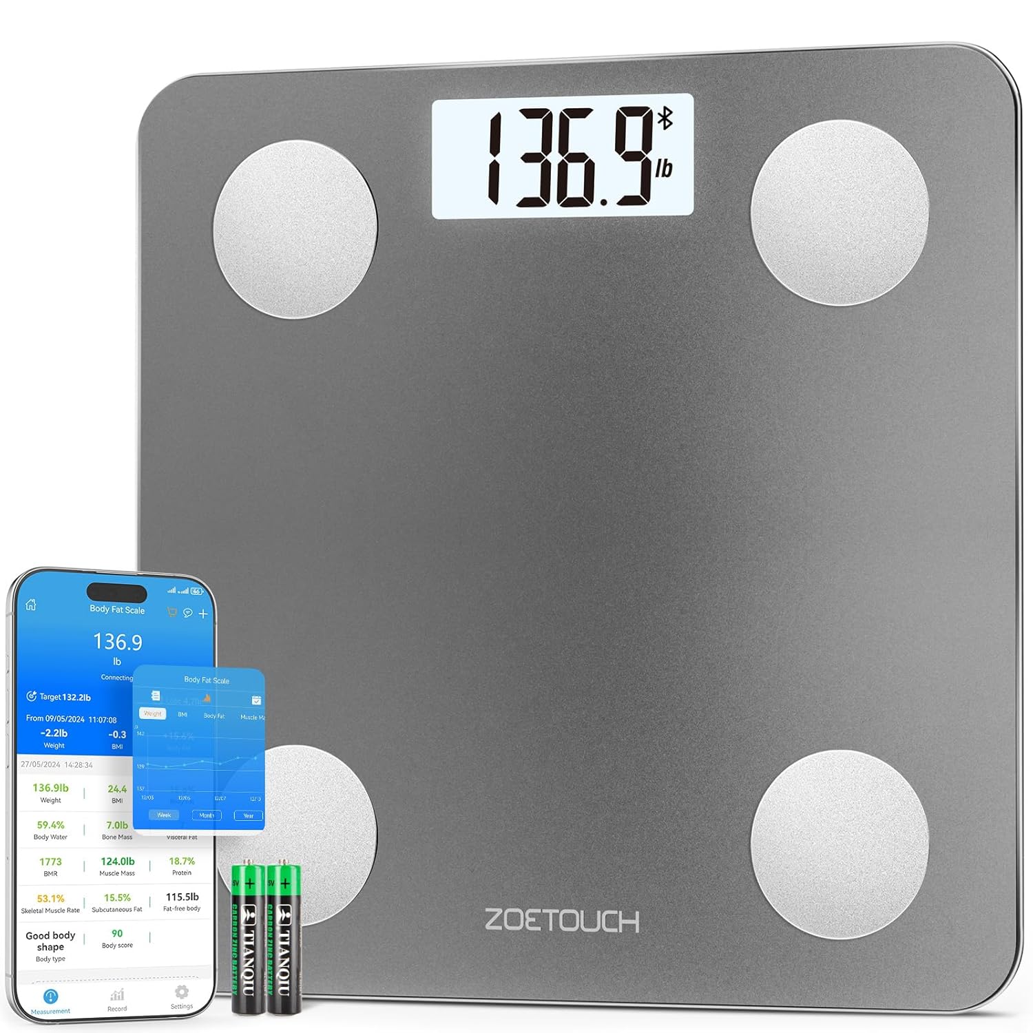 Body Fat Scale Smart - Smart Bathroom Scale for Body Weight,