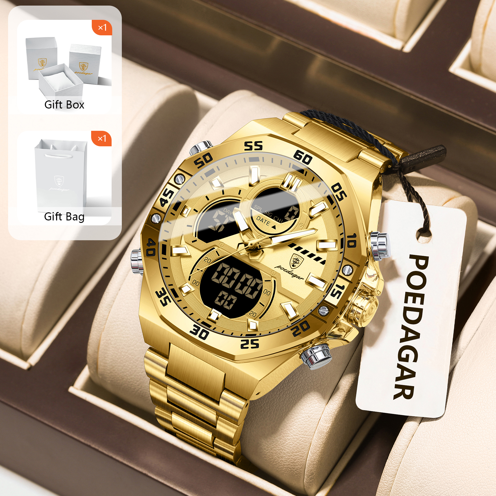 POEDAGAR Sport Men Watch LED W - Electronic Gift reseña y precio