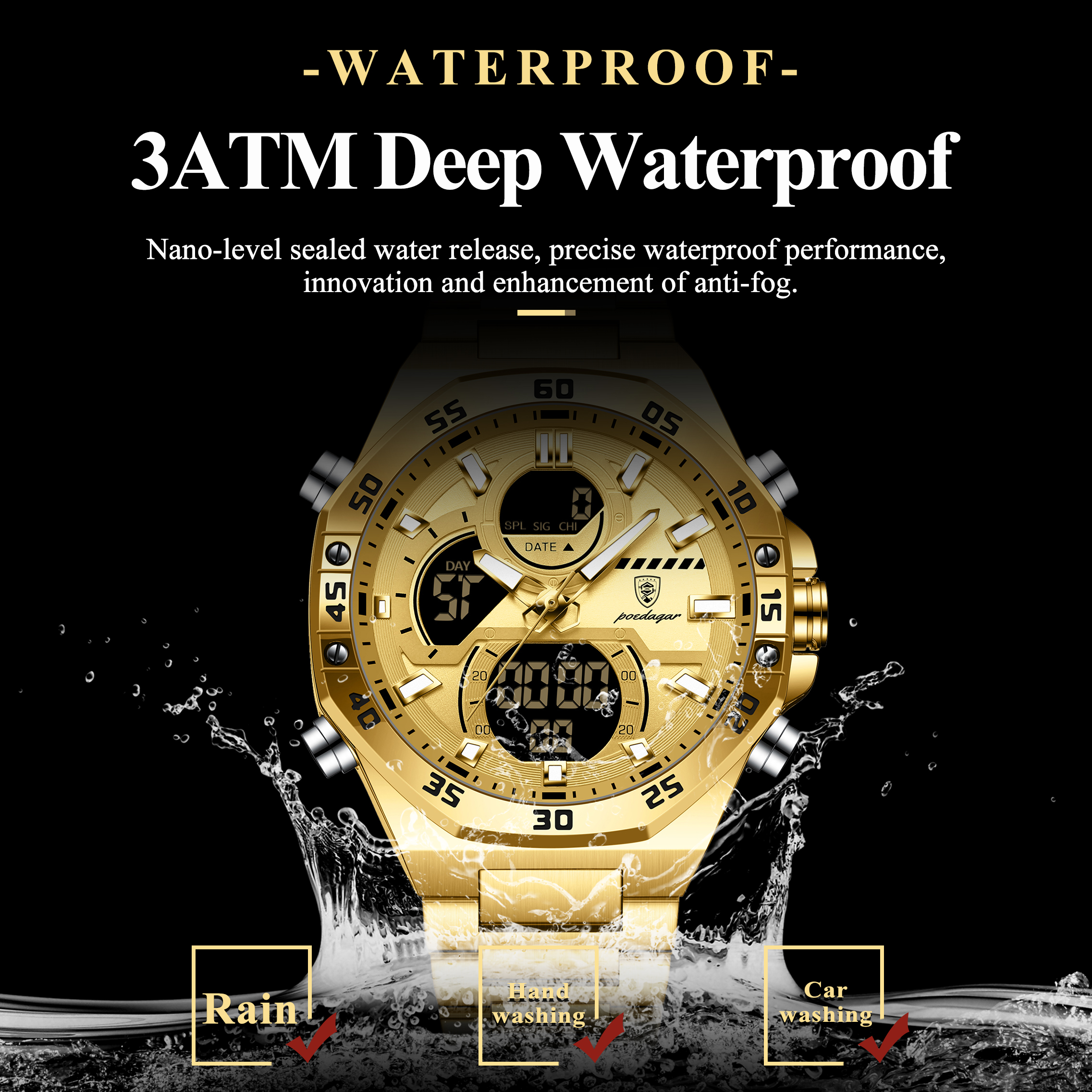 POEDAGAR Sport Men Watch LED W - Electronic Gift reseña y precio