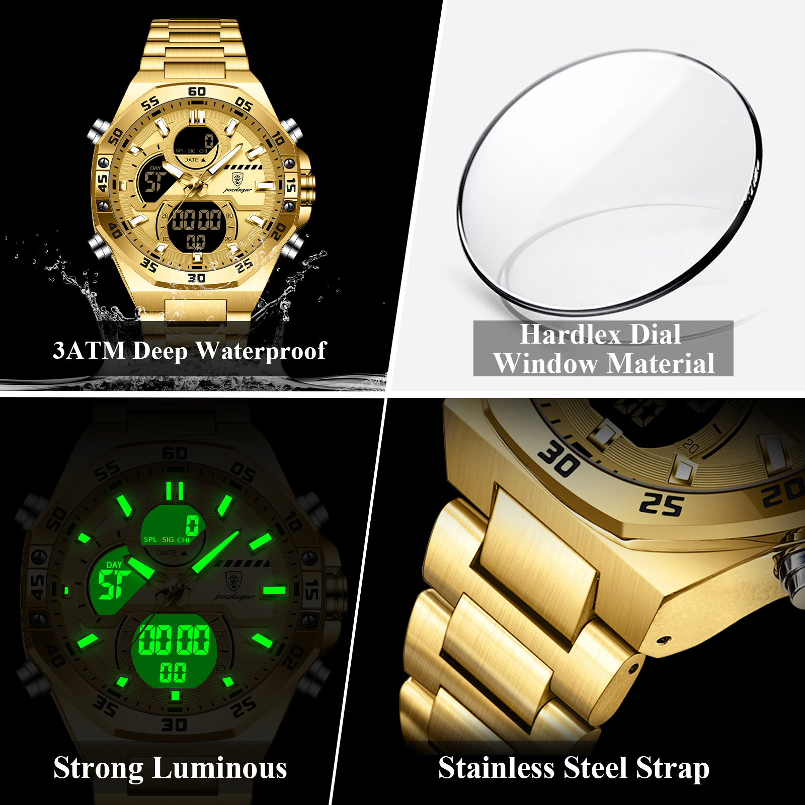 POEDAGAR Sport Men Watch LED W - Electronic Gift reseña y precio
